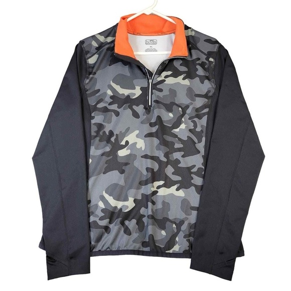 Lauren Ralph Lauren Tops - Lauren Ralph Lauren Quarter Zip Long Sleeve Athletic Camo Black Orange Large